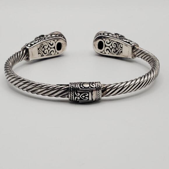 Lapis Bali-Style Dragonfly Cuff Bracelet in Sterling Silver and 18kt Yellow Gold - Picture 8 of 13